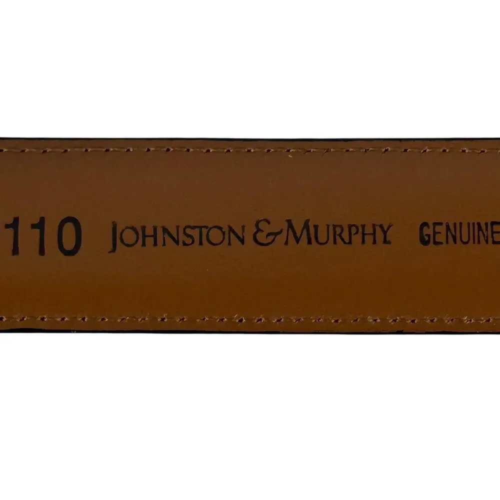 Johnston & Murphy Men's 44 Black Leather Belt Solid Brass Buckle 1.25